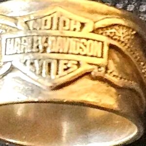Harley-Davidson solid sterling silver Stamped Ring flames sz 7.5